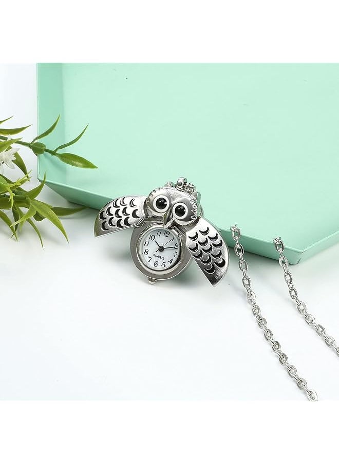X spring - Pocket Watch Pocket Watch With Chain Novelty Owl Locket Pendant Watch Vintage Pocket Watch Roman Numerals Scale Quartz Pocket Watches For Women Men Boys Girls Graduation Birthday Gifts - Image 1