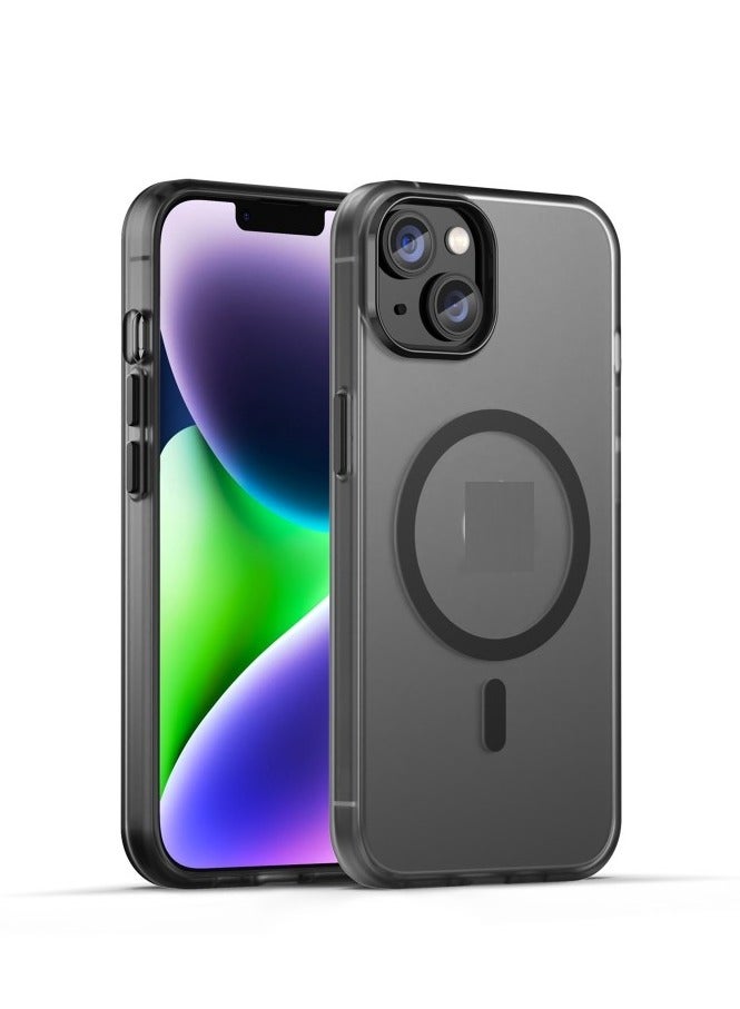 غطاء حماية خلفي مصنوع من البلاستيك المقوى مقاوم للسقوط متوافق مع هاتف أيفون 13 - أسود