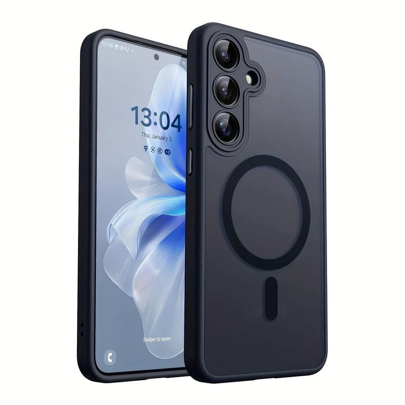 Matte Translucent Magnetic Wireless Phone Case Brown For Samsung Galaxy S24 Ultra Lens Cover - Image 2