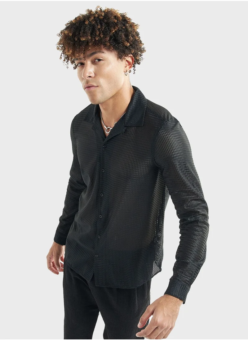 FAV Textured Regular Fit Shirt