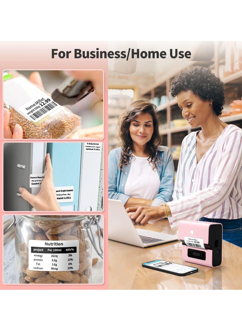 فوميمو طابعة ملصقات الباركود M221 3 انش طابعة حرارية بلوتوث للاعمال الصغيرة / الاستخدام المنزلي، للباركود والعنوان والشعار والبريد والملصقات، متوافقة مع الجوال والكمبيوتر الشخصي (وردي) - Image 5