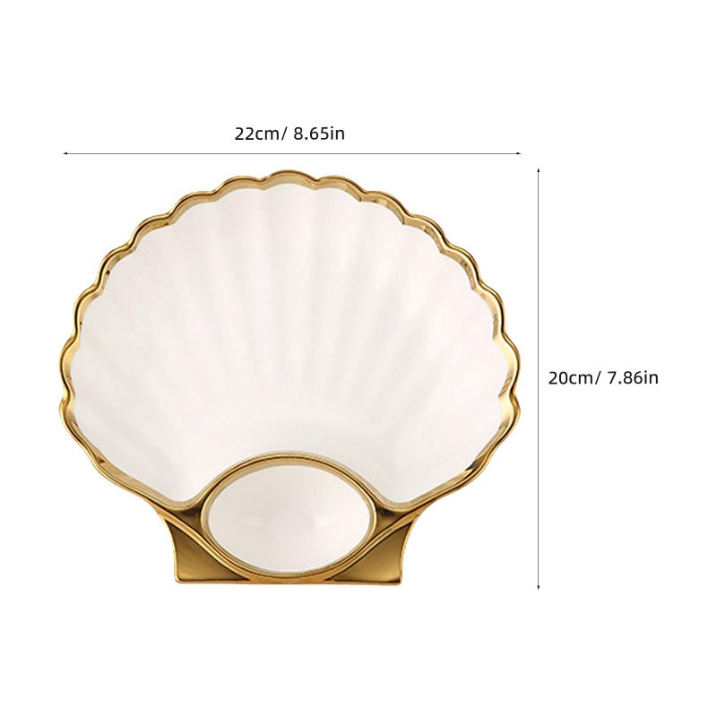 Ceramic Shell Shaped Dumpling Plate With Vinegar Bowl White Serving Dish - Image 3