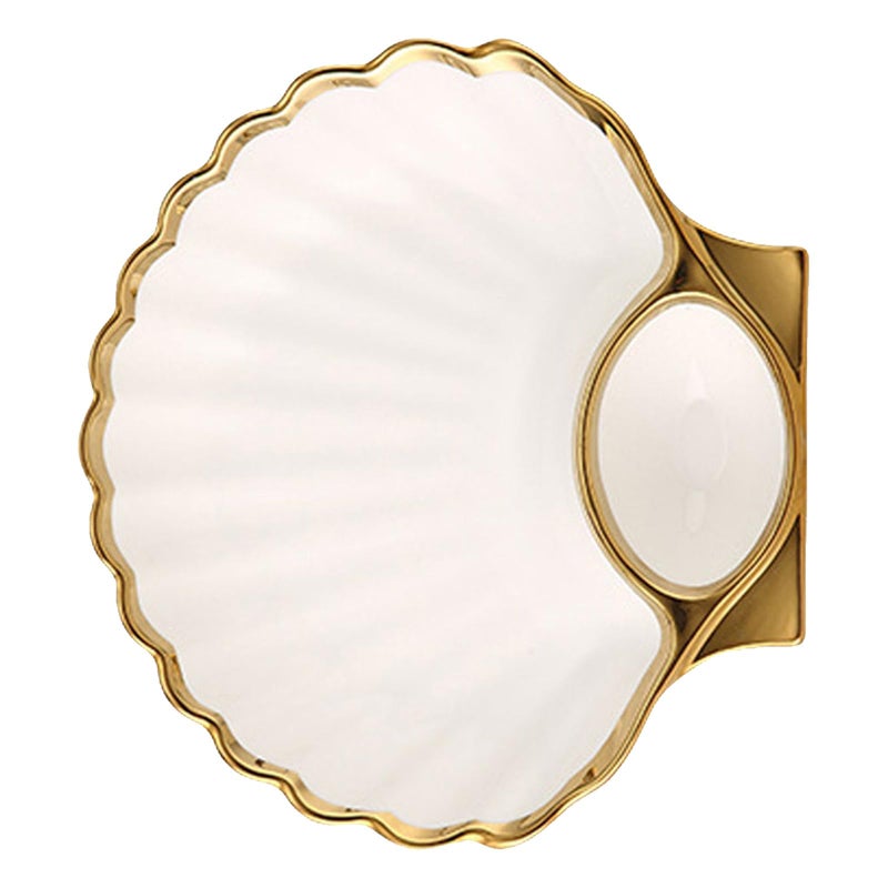 Ceramic Shell Shaped Dumpling Plate With Vinegar Bowl White Serving Dish - Image 2