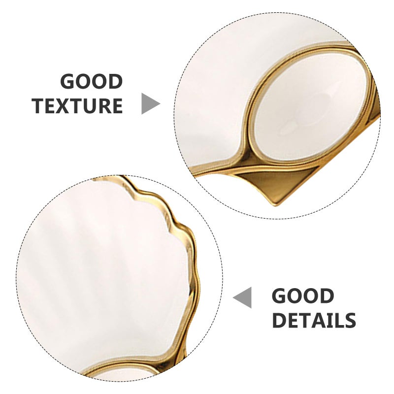 Ceramic Shell Shaped Dumpling Plate With Vinegar Bowl White Serving Dish - Image 4