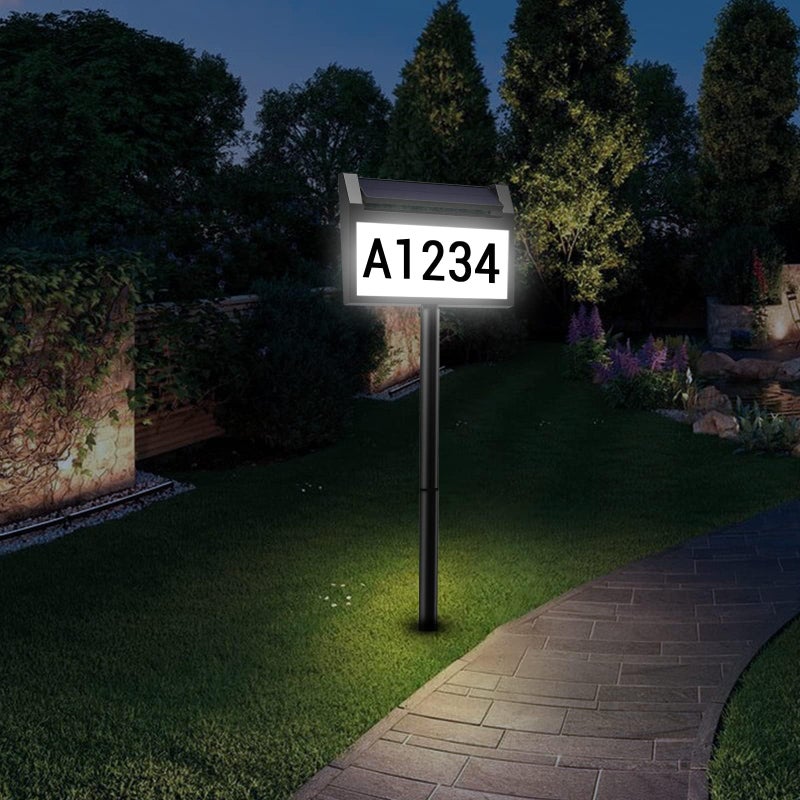 deerdance Solar House Number Sign, deerdance LED Illuminated Outdoor Address Plaque with Smart Control, 3-Color in 1 Waterproof Solar Powered House Number Light with Stakes for Outside Home, Yard, Street, House - Image 1
