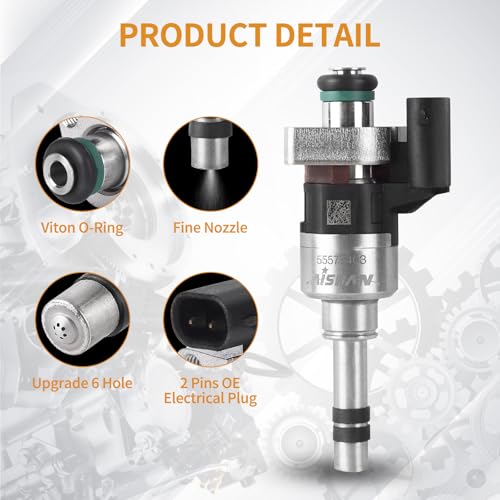 AISHAN 4PCS Fuel Injectors 6 Holes Compatible with Buick Encore Base 14L L4 Chevy Cruze Malibu Equinox Equinox L GMC Terrain SL 15L L4 Replace 55577403 - Image 3