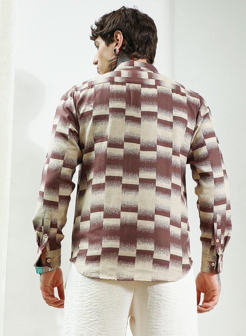 Campus Sutra Men's Geometric Pattern Cotton Blend Full Sleeve Shirt  - Image 5