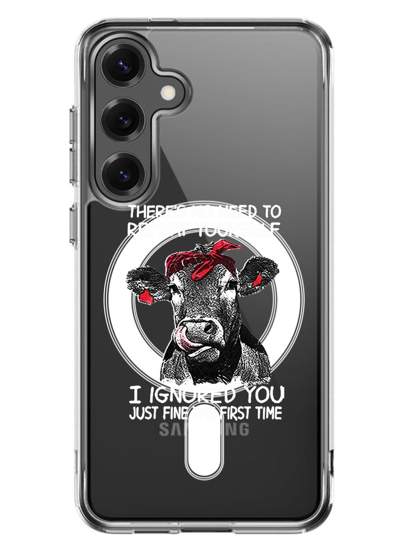 Theodor Magnetic Case for Samsung Galaxy S25 6.2-inch Compatible with MagSafe Wireless Charging, Shockproof Phone Bumper Cover there is no ned to repeat yourself - White - Image 1