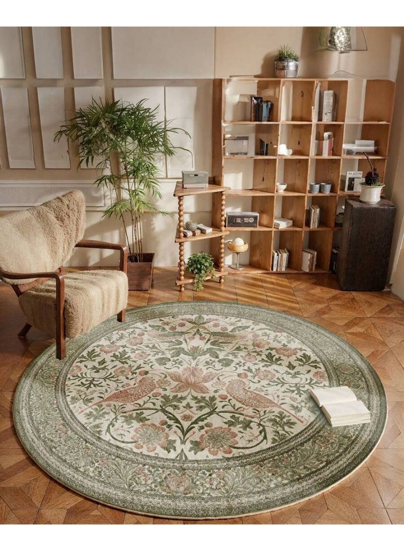 POWER Area Rugs Round Carpet Vintage Floral Area Rug Non Slip Boho Rug Washable Rugs Short Pile Rug Non Shedding Floor Carpets Indoor Rug Large Rugs for Living Room Bedside Entryway Home Decor 120cm - Image 2