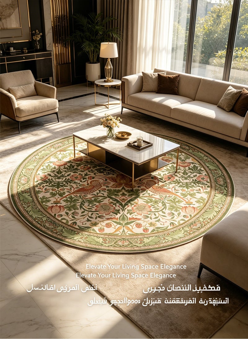 POWER Area Rugs Round Carpet Vintage Floral Area Rug Non Slip Boho Rug Washable Rugs Short Pile Rug Non Shedding Floor Carpets Indoor Rug Large Rugs for Living Room Bedside Entryway Home Decor 120cm - Image 3