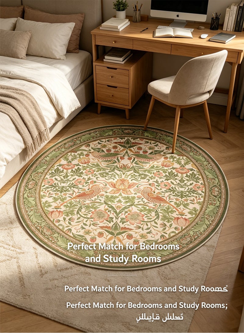 POWER Area Rugs Round Carpet Vintage Floral Area Rug Non Slip Boho Rug Washable Rugs Short Pile Rug Non Shedding Floor Carpets Indoor Rug Large Rugs for Living Room Bedside Entryway Home Decor 120cm - Image 4