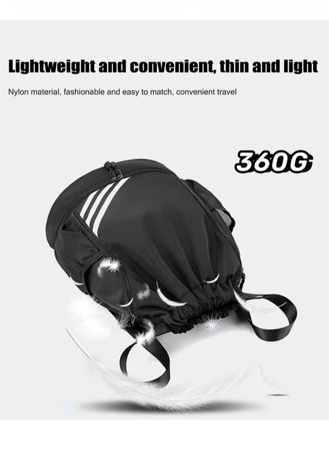 HOMESTAR Drawstring Sports Bag, Basketball Backpack, Waterproof Travel Bag, Large Oxford Gym Bag, Suitable for Students, Sports, Travel, Black - Image 5