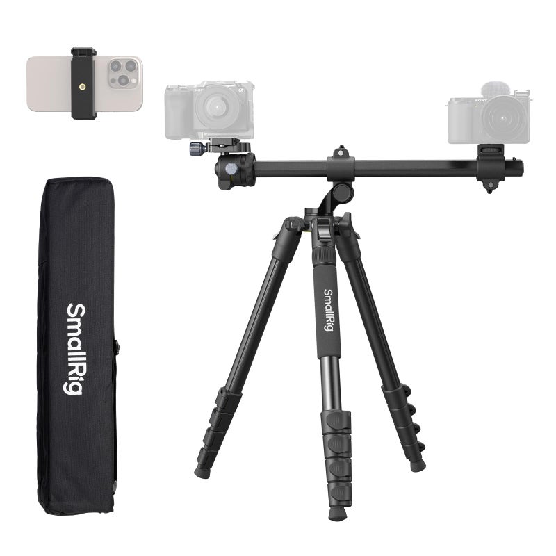 SmallRig CT25 645164cm Horizontal Overhead Tripod for iPhone Camera with Phone Holder Carrying Bag 22lb Max Load Aluminum Lightweight Camera Tripod for Overhead ShotsLive Streaming - Image 2
