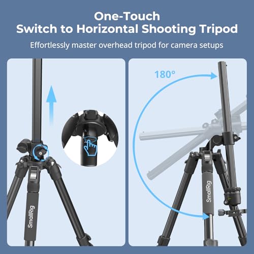 SmallRig CT25 645164cm Horizontal Overhead Tripod for iPhone Camera with Phone Holder Carrying Bag 22lb Max Load Aluminum Lightweight Camera Tripod for Overhead ShotsLive Streaming - Image 3