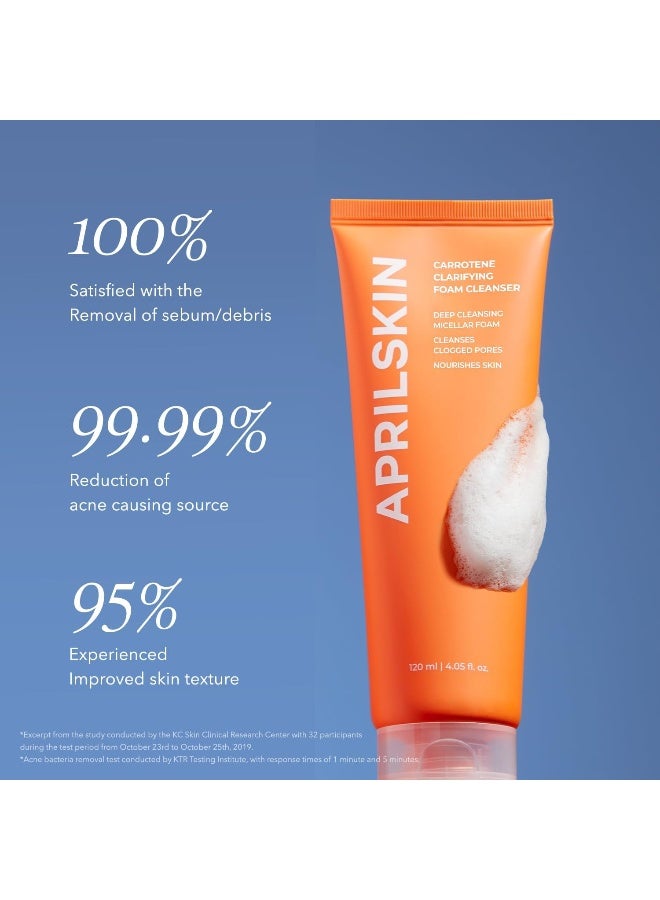 APRILSKIN April Skin Carrotene Clarifying Foam Cleanser BHA Pore Care for Acne Prone Skin 120ml - Image 4