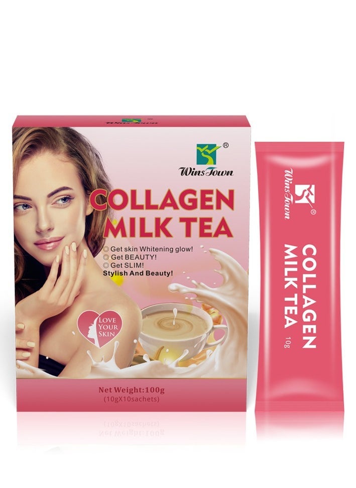 Wins Town Collagen Milk Tea,With Glutathione Probiotic 10 Bags  - Image 1