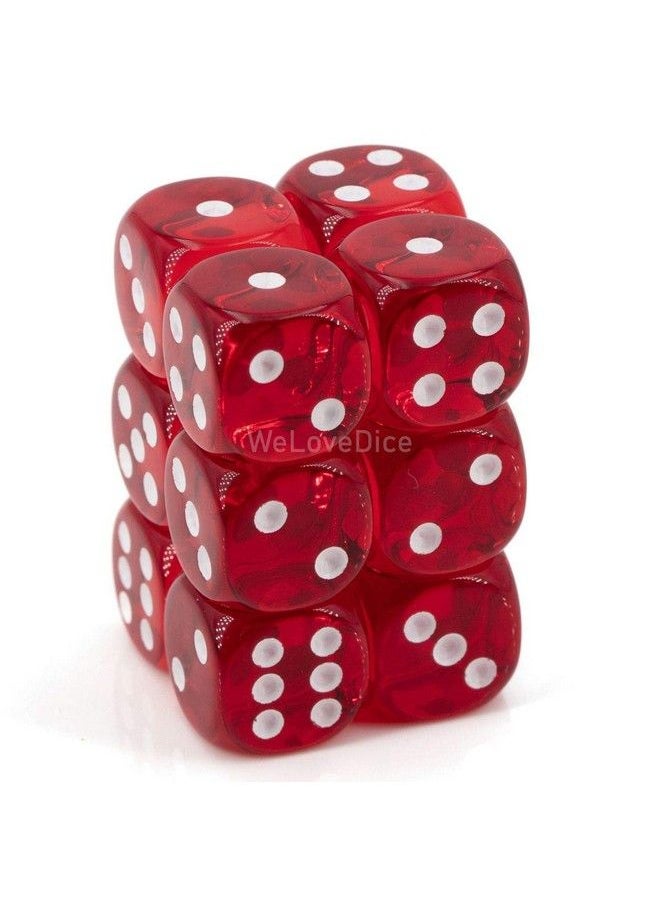 Chessex - Dice D6: Translucent Red/White Dice Block Set Of 12 - Image 1