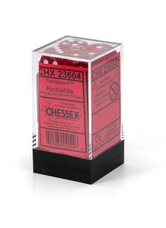 Chessex Dice D6: Translucent Red/White Dice Block Set Of 12  - Image 5