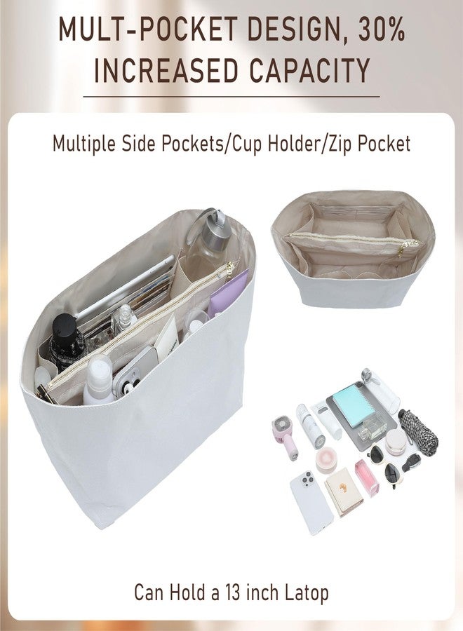 Doxo Upgraded Purse Organizer Insert for LongChamp, Bag Organizer for Long Champ Large and More, Ultra-light Waterproof DupontPaper le pliage Accessories, Women Tote Handbag Dividers(White,L) - Image 5