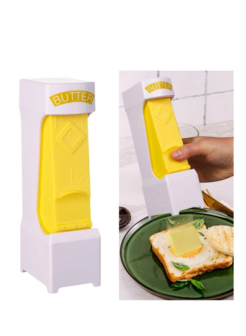 Excefore Butter Cutter Slicer, Pressing Style Butter Slicer Click with Stainless Steel Blade Butter Dispenser Stick to Store Butter Slicing Tool for Bread Toast Kitchen, without Dirtying Hands - Image 1