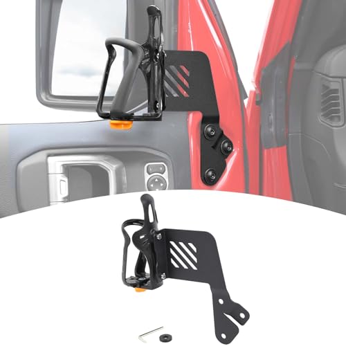 PDKLIN for Jeep JL Front Door Side Cup Holder for Jeep Wrangler JL JLU 2018 up for Gladiator JT 2020 up Black Accessories Driver Cup Holder Left - Image 1