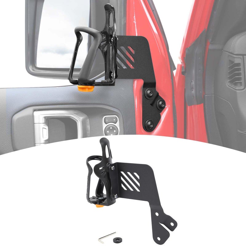 PDKLIN for Jeep JL Front Door Side Cup Holder for Jeep Wrangler JL JLU 2018 up for Gladiator JT 2020 up Black Accessories Driver Cup Holder Left - Image 2