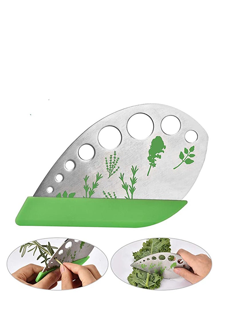 SYOSI - Herb Stripper Tool, Curved Edge Kitchen Gadgets 9 Holes Stainless Steel Herb Cutter kale Leaf Stripping Zip Tools, with for Kale, Chard, Collard Greens, Thyme, Basil, Rosemary - Image 1