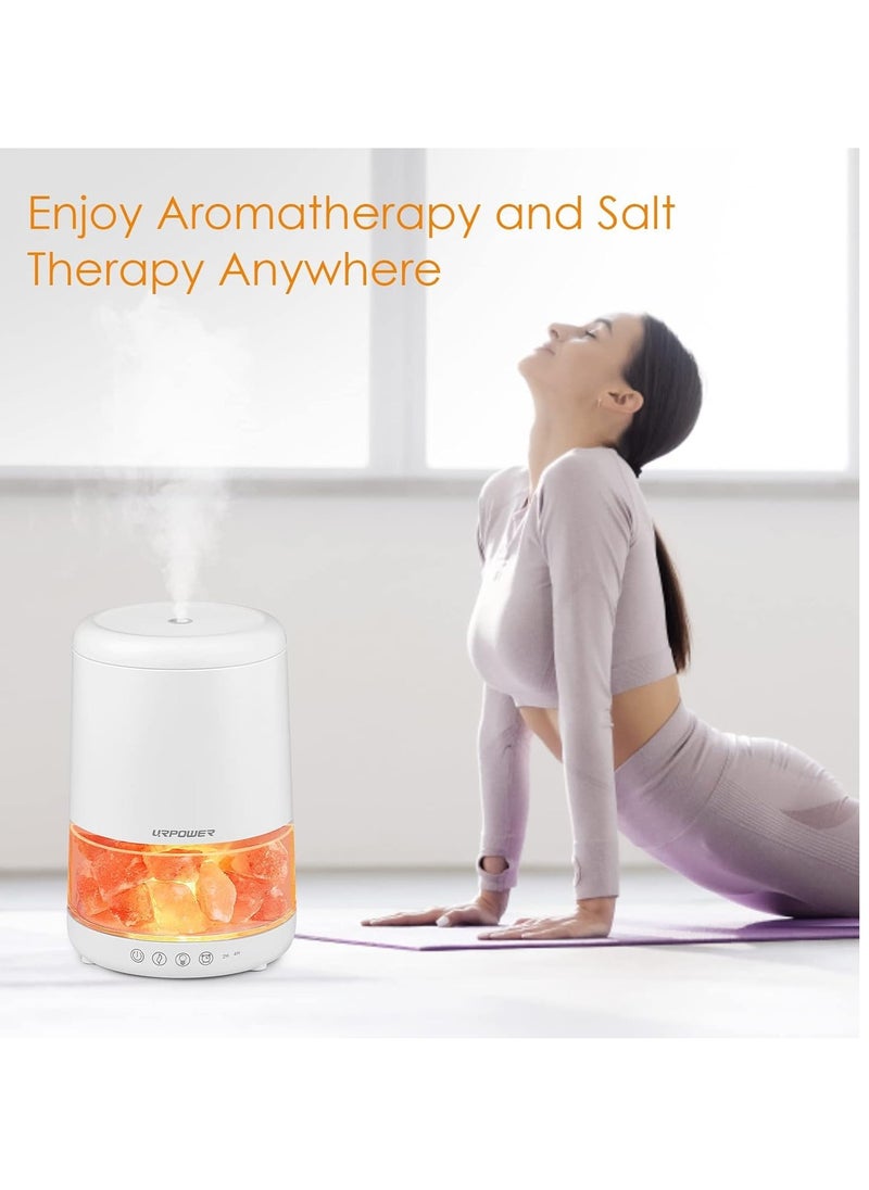 URPOWER - URPOWER 2-in-1 Ultrasonic Essential Oil Diffusers 230ML & Himalayan Salt Lamp Aromatherapy Diffuser Cool Mist Humidifier with 3 Brightness 100% Himalayan Pure Salt Rock Lamp for Home Office Yoga - Image 1
