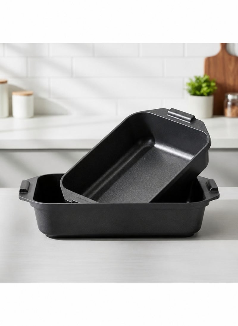 2-piece granite baking tray set, solingen Black