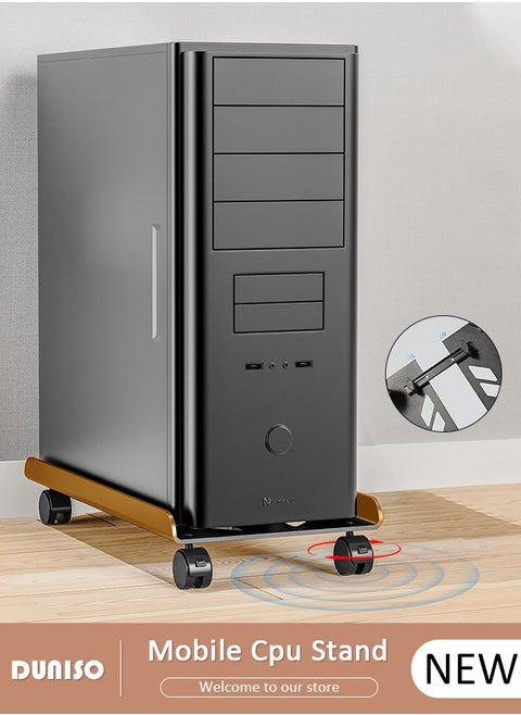Adjustable CPU Stand, Mobile PC Rack,Hollow Cooling Pc Host Tower Stand, CPU Bracket cart with Wheels，Desktop PC Host Base Tray,Movable Pulley Chassis Shelf, Computer Tower Stand, CPU Holder Stand for Home, Office