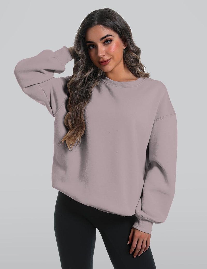 XFIFM 2 Pack Womens Oversized Sweatshirts Hoodies Long Sleeve Tops Fall Winter Clothes Crewneck Cozy Outfits Pullover Grey/Brown - Image 5