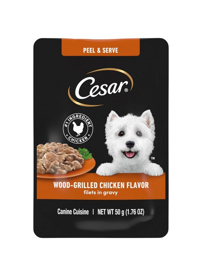 Cesar Filets in Gravy Wet Dog Food Wood-Grilled Chicken Flavor, 1.76 oz. Mini-Pouch, 20 Pack - Image 1