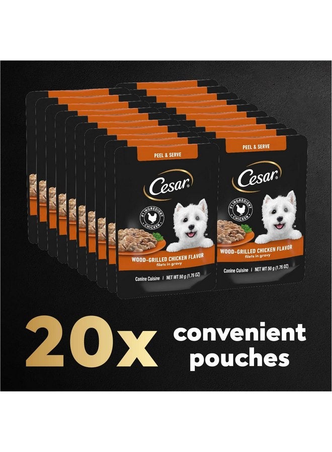 Cesar Filets in Gravy Wet Dog Food Wood-Grilled Chicken Flavor, 1.76 oz. Mini-Pouch, 20 Pack - Image 2