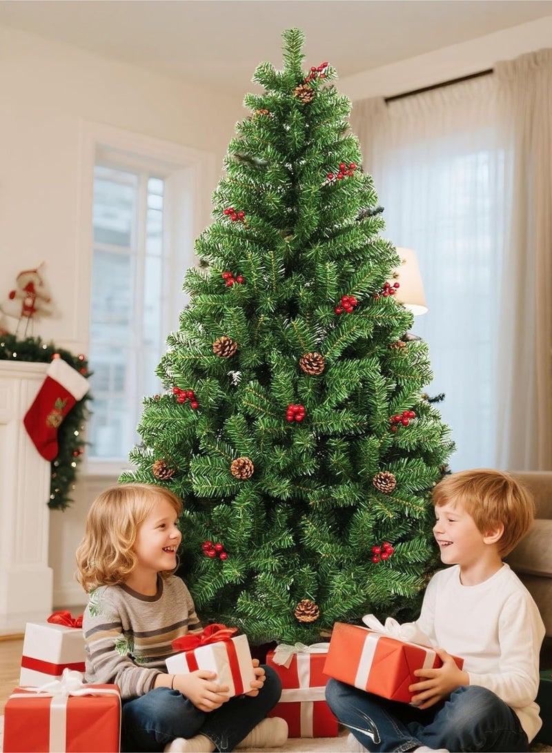 Zvezvia Artificial Christmas Pine Tree with Pine Cones & Red Berries – 150cm / 180cm / 210cm, Dense Branches, Realistic Holiday & New Year Decor, Easy Assembly with Metal Stand - Image 2