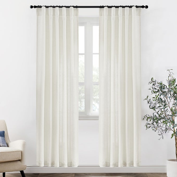 80 Inch Closet Curtains for Bedroom Closet DoorLinen Cotton Boho Semi Sheer Back Tab Pleated Easy Open Sliding Closet Door Curtains80 Inches Long2 Panels SetCream Ivory Off White