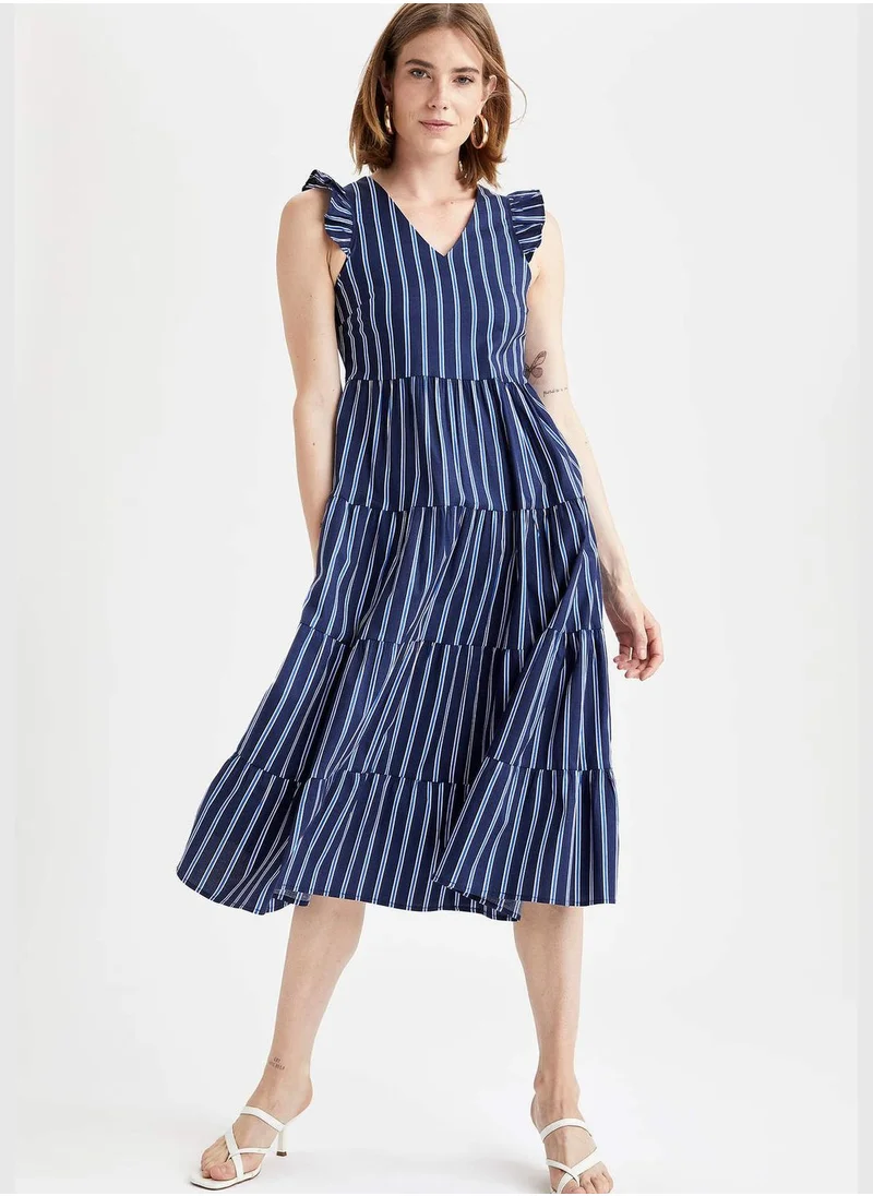 DeFacto Woman A Line Mock Neck Short Sleeve Woven Dress