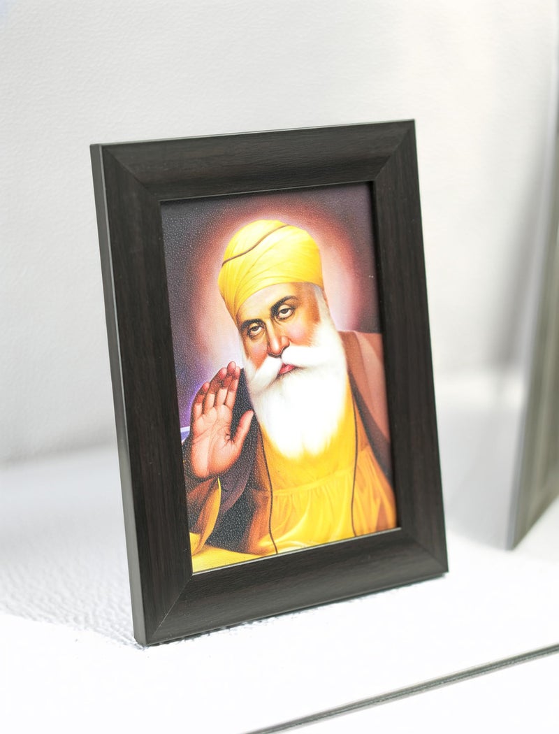 TEYRAH Guru Nanak Dev Ji Photo Frame Sikh ReligiouS Punjabi Sikh God Painting Sikhsim home Gift Baba Deep Singh Ji Photo Frame Wall Hanging TableTop Sikh Portrait Frame Wall Hanging Visakhi Diwali Gift 22 X18 CM (Guru Nanak Dev Ji Black Frame) - Image 2