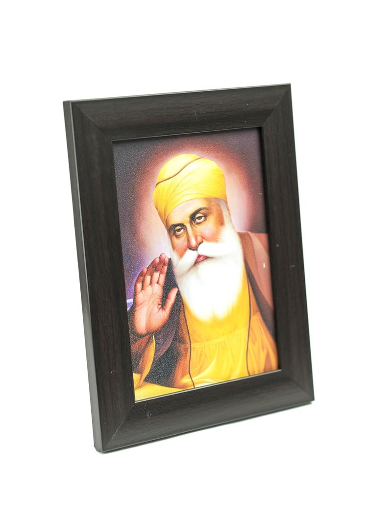 TEYRAH Guru Nanak Dev Ji Photo Frame Sikh ReligiouS Punjabi Sikh God Painting Sikhsim home Gift Baba Deep Singh Ji Photo Frame Wall Hanging TableTop Sikh Portrait Frame Wall Hanging Visakhi Diwali Gift 22 X18 CM (Guru Nanak Dev Ji Black Frame) - Image 4