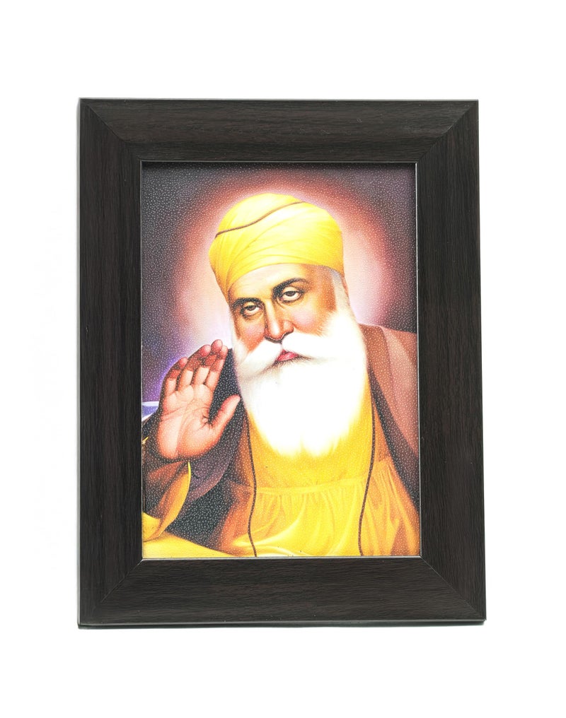 TEYRAH Guru Nanak Dev Ji Photo Frame Sikh ReligiouS Punjabi Sikh God Painting Sikhsim home Gift Baba Deep Singh Ji Photo Frame Wall Hanging TableTop Sikh Portrait Frame Wall Hanging Visakhi Diwali Gift 22 X18 CM (Guru Nanak Dev Ji Black Frame) - Image 5