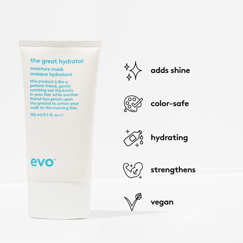 EVO The Great Hydrator Moisture Hair Mask - Moisturise, Add Softness & Shine, Nourishing & Hydrating Treatment for Dry Hair - 150ml / 5.1fl.oz - Image 3