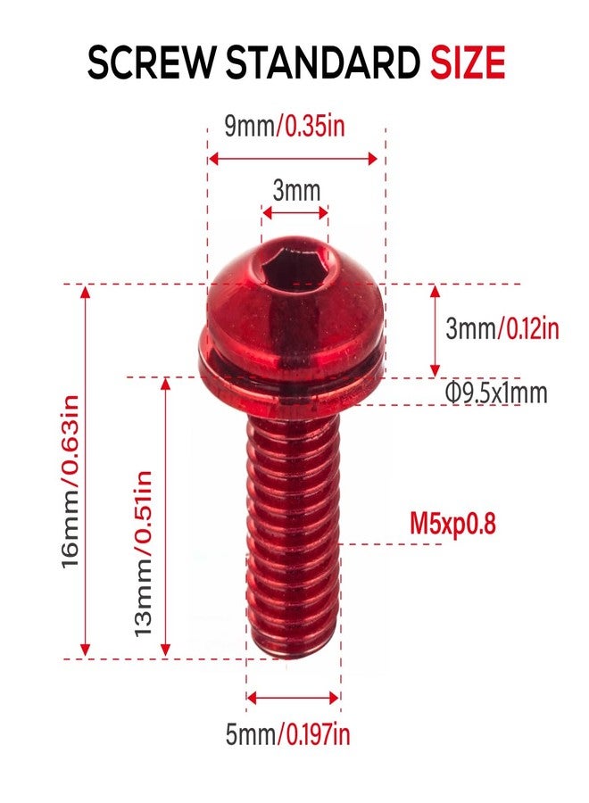 CNC Water Bottle Cage Bolts，Bike Bottle Cage Bolts，red - Image 2