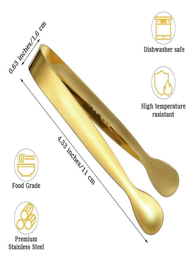 Dimeho ٢٠ قطعة من ملاقط التقديم الذهبية الصغيرة المصنوعة من الفولاذ المقاوم للصدأ، مثالية لتقديم المقبلات الصغيرة، ملاقط معدنية متعددة الاستخدامات للبوفيهات، أدوات مطبخ متعددة الاستخدامات للحفلات، المقاهي، السلطات، الفواكه، الحلويات، التاكو، اللحوم الباردة، والسكر - Image 2