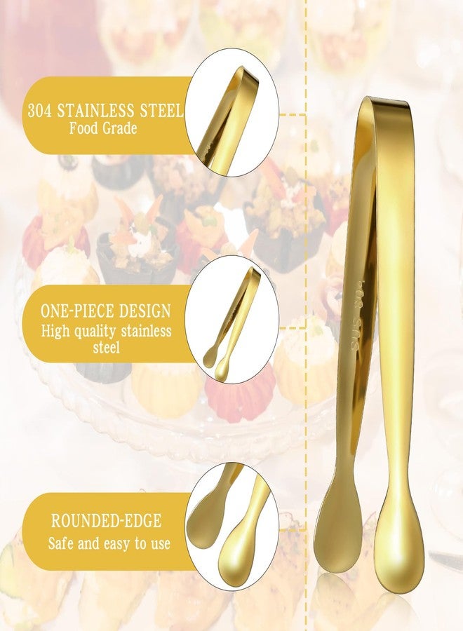 Dimeho ٢٠ قطعة من ملاقط التقديم الذهبية الصغيرة المصنوعة من الفولاذ المقاوم للصدأ، مثالية لتقديم المقبلات الصغيرة، ملاقط معدنية متعددة الاستخدامات للبوفيهات، أدوات مطبخ متعددة الاستخدامات للحفلات، المقاهي، السلطات، الفواكه، الحلويات، التاكو، اللحوم الباردة، والسكر - Image 3