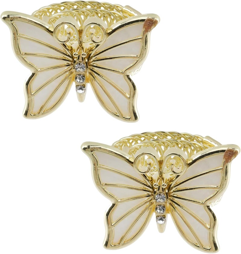 Chinflly Curtain Holdbacks, Gold No-Drill Butterfly Curtain Tiebacks, 2Pcs | Metal, Elegant Office Home Decor, Rust-Proof, Self-Closing Desig - Image 1