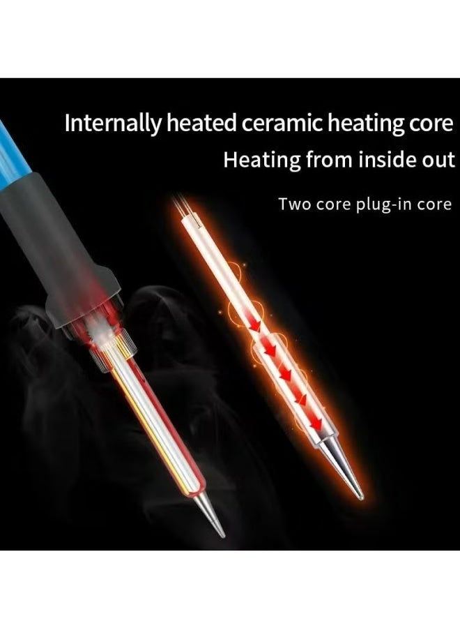 9 Piece Welding iron kit, 60W Welding iron kit, including 5 Replacement Welding iron Heads, iron Frame, tin Wire and Sponge - Image 5