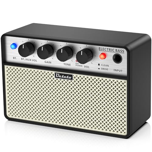 Ueteto 10W Mini Bass Amp, Portable and Rechargeable Bass Guitar Practice Amplifier with Clean and Drive Channels - Image 1