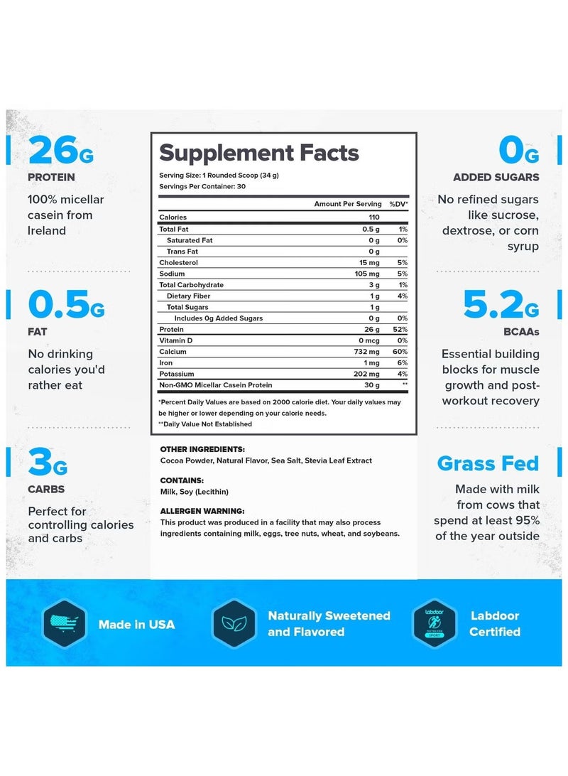 Legion Casein Dutch Chocolate 1020g Grass Fed Micellar Casein Protein Powder 25g Protein Per Serving - Image 5