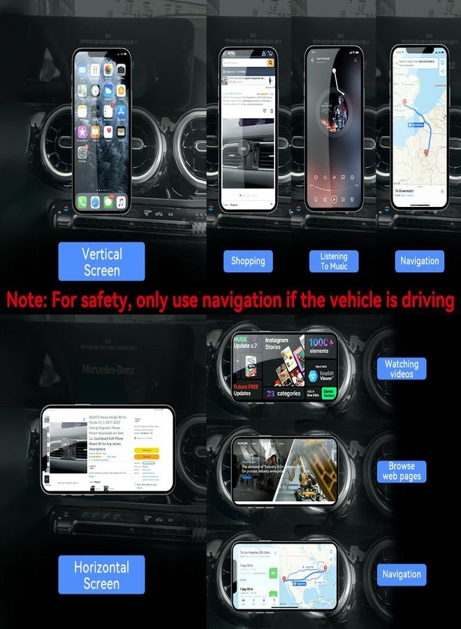 BEERTE fits for Magsafe Car Mount for Mercedes Benz GLA 2021-2025 [20 Strong Magnets] Magnetic Phone Holder for iPhone 15 14 13 12 MagSafe Case Car Air Vent Cell Phone Navigation Automobile Cradles - Image 5