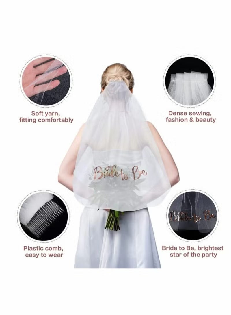 4-Pack Bride to Be Decoration Set with Sash, Headband Tiara and Veil with Comb, Gifts Decorations Wedding Party Packs  - Image 4