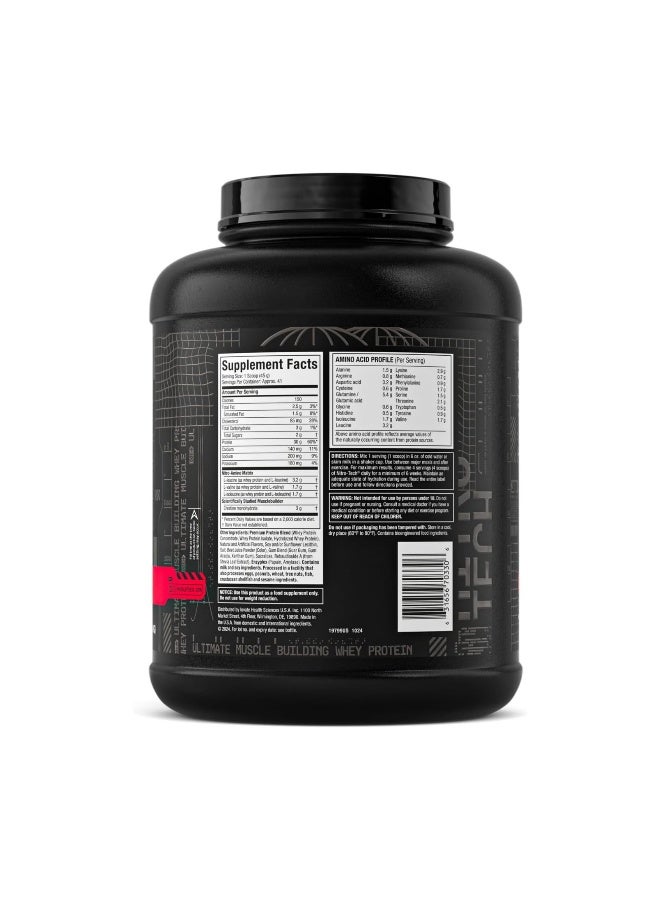 Nitrotech Protein Powder Plus Muscle Builder 100% Whey Protein With Whey Isolate Strawberry 40 Servings 4Lbs